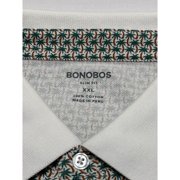 Bonobos Men's Pique Polo Tropical Palms Slim Fit Hawaiian Casual Size XXL 2XL - Picture 3 of 8